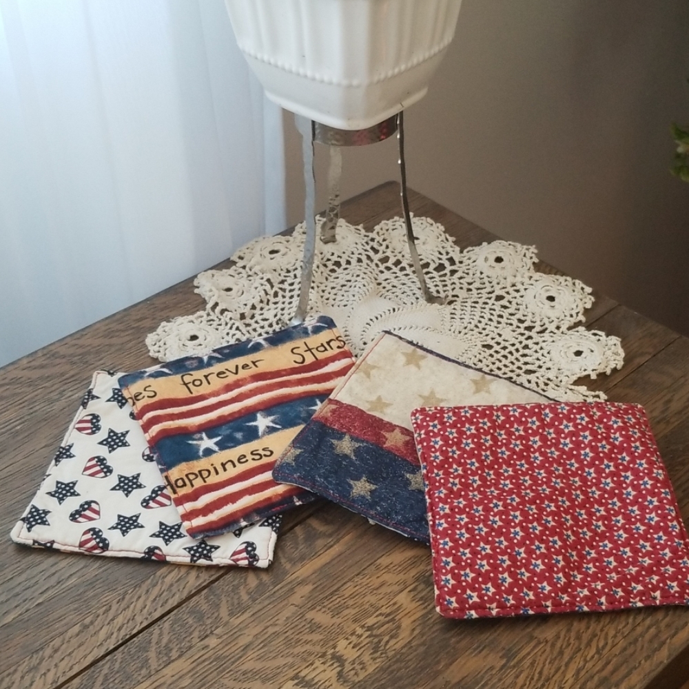 Americana double sided fabric coasters